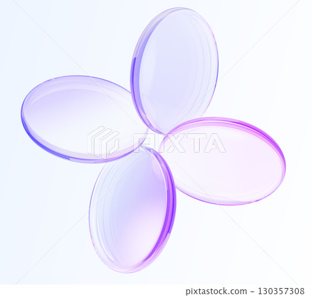 3d crystal glass holographic round disks with circular motion effect. Iridescent transparent lens in flower shape. Circle discs with purple pink gradient, isolated decor element. 3D illustration 3d crystal glass holographic round disks with circular motion effect. Iridescent transparent lens in flower shape. Circle discs with purple pink gradient, isolated decor element. 3D illustration 130357308