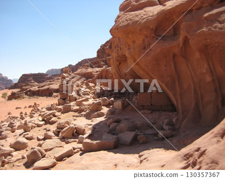 Remnants of civilization in the Wadi Rum desert Remnants of civilization in the Wadi Rum desert 130357367