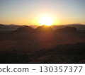 Sunset over the Wadi Rum desert 130357377