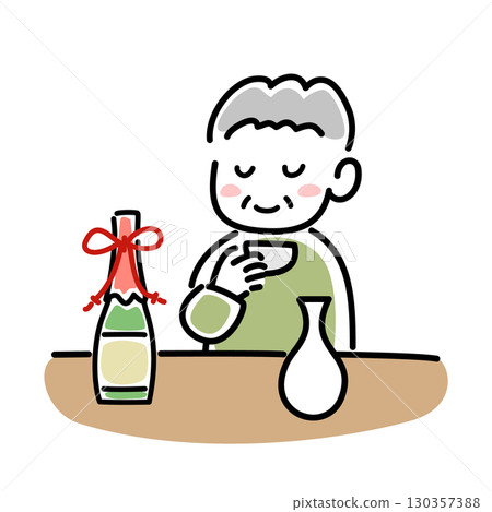 一位老人喝酒的向量插圖 一位老人喝酒的向量插圖 130357388