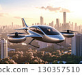 Air mobility (eVTOL) flying over cities 130357510
