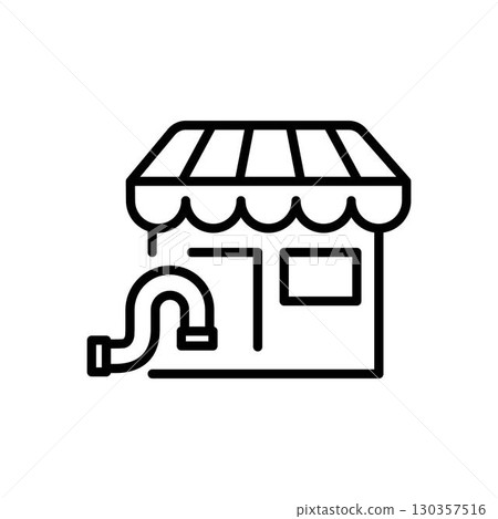 Pipe by Shop and Store Isolated Line Icon. Perfect for web sites, apps, UI, internet, shops, stores. Simple image drawn with black thin line Pipe by Shop and Store Isolated Line Icon. Perfect for web sites, apps, UI, internet, shops, stores. Simple image drawn with black thin line 130357516
