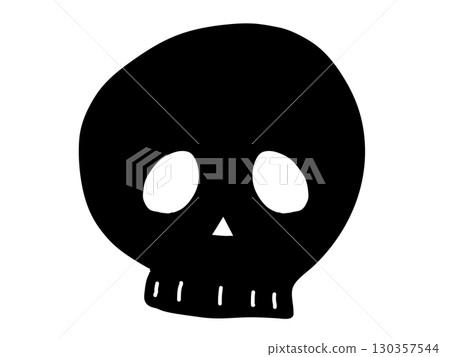 Simple and cute skull and crossbones illustration in black 130357544