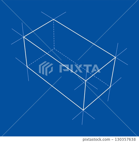 Geometric Wireframe on Blue Background 130357638