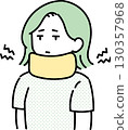 一位女士戴著頸託的插圖 130357968