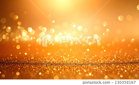 Orange sparkling background for Halloween and party images. Beautiful and gorgeous background material with shining golden light and bokeh. 130358167