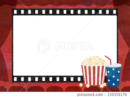 Popcorn and cinema frame watercolor Popcorn and cinema frame watercolor 130358176