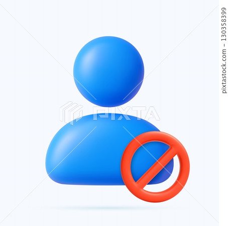 3D User Icon with Red Ban Symbol 130358399