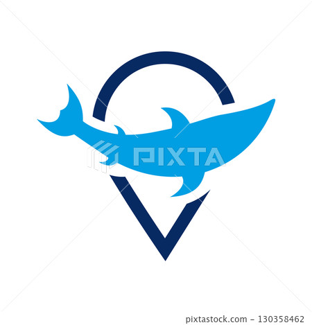 Fish location logo and icon. Vector illustration. 130358462