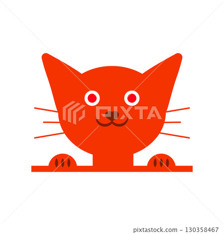 Ginger little cat kitten with big ears. Vector logo. Ginger little cat kitten with big ears. Vector logo. 130358467