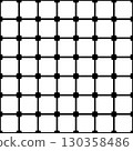Black and white checkered seamless repeat pattern with crossed squares and lines. Editable vector background. 130358486
