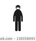 A man stands in full growth in a protective medical mask. Isolated vector illustration on white background. 130358493