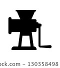 Hand crank meat grinder icon. Manual kitchen food mincer. Isolated  vector illustration on white background. 130358498