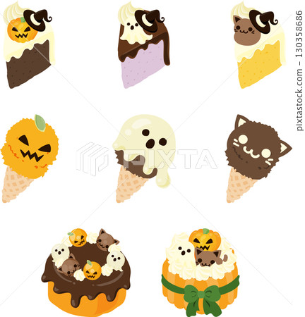 An illustration set of sweets perfect for Halloween. An illustration set of sweets perfect for Halloween. 130358686