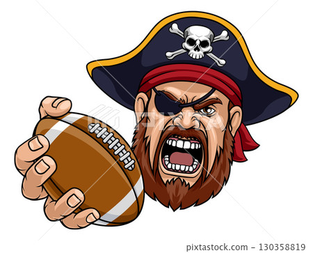 Pirate American Football Ball Sports Team Mascot Pirate American Football Ball Sports Team Mascot 130358819