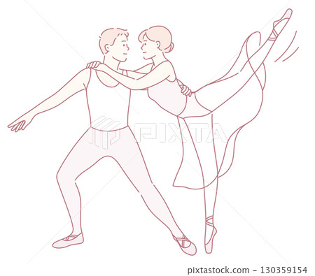 An Elegant Ballet Dance Couple Posing Beautifully in an Artistic and Expressive Pose 130359154