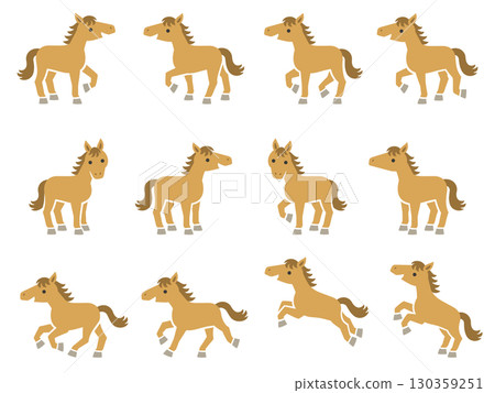 各種姿勢的馬匹插畫集 130359251