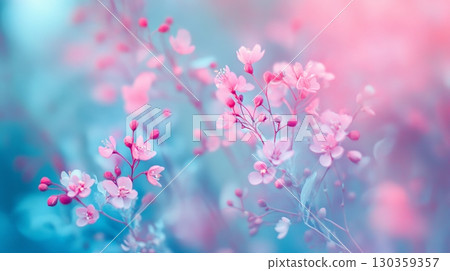 A mesmerizing floral display featuring delicate pink blossoms. The soft hues create a dreamlike atmosphere. Perfect for nature lovers and artistic projects. Generative AI 130359357