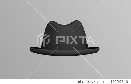 Classic Black Homburg Fedora Hat. 3D Rendering. 130359840