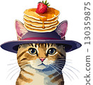 Cat in a pancake hat 130359875
