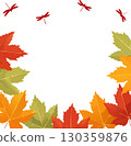 Autumn leaves and red dragonfly frame 130359876