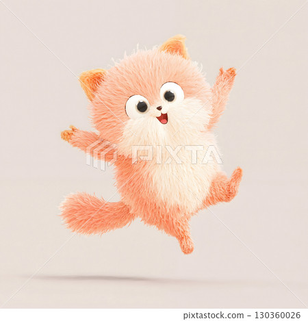 Cute Happy Jumping 3D Cartoon Cat Character 130360026