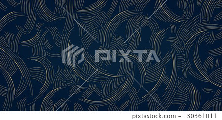 Vector japanese line wave, abstract ocean texture, asian style illustration. Flow package, organic poster, river, cloud curve shape. 130361011