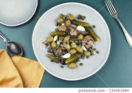 Mixed pickles vegetables. Mixed pickles vegetables. 130361064