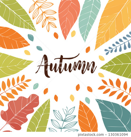 Autumn composition with bright leaves and empty copyspace. . 130361094