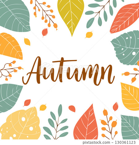 Autumn composition with bright leaves and empty copyspace. . Autumn composition with bright leaves and empty copyspace. . 130361123