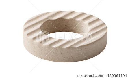 Eco friendly craft object in circular stone like design with textured surface 130361194