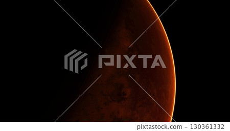 The planet Mars floats majestically in the vastness of space, showcasing its striking red color and intriguing surface features against a dark background. The planet Mars floats majestically in the vastness of space, showcasing its striking red color and intriguing surface features against a dark background. 130361332