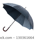Black umbrella with wooden handle. AI-generated item 130361664