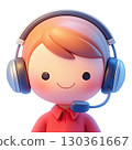 Happy character with headset. AI-generated item 130361667