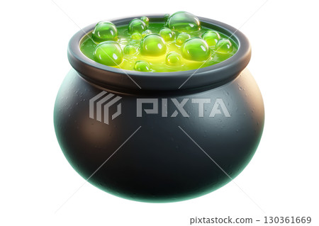 3d magic cauldron with bubbles. AI-generated item 130361669