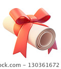 Rolled diploma with ribbon. AI-generated item 130361672