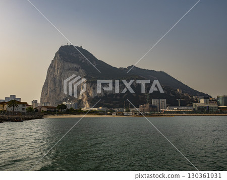 Gibraltar at sunset, as seen from La Linea de la Concepcion in Spain Gibraltar at sunset, as seen from La Linea de la Concepcion in Spain 130361931