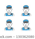 Male police officer 4 facial expressions 130362080