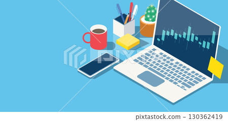 Office Workspace with Laptop Vector Illustration Office Workspace with Laptop Vector Illustration 130362419