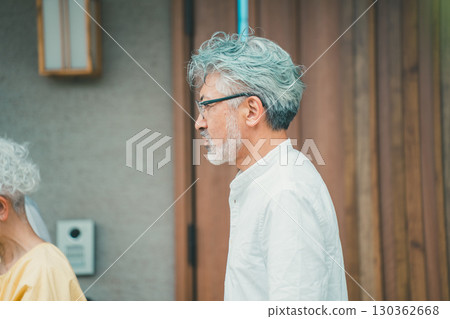 Elderly husband going out Elderly husband going out 130362668