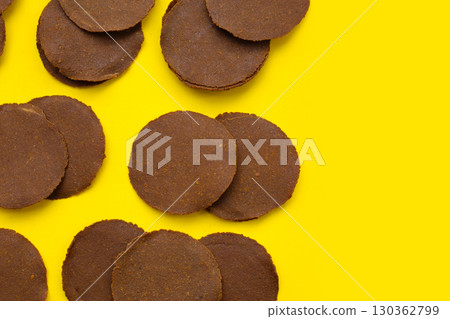 Fermented soybean discs, known as Thua Nao a traditional Thai seasoning used to enhance flavor in Northern cuisine. Fermented soybean discs, known as Thua Nao a traditional Thai seasoning used to enhance flavor in Northern cuisine. 130362799