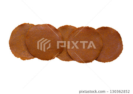 Fermented soybean discs, known as Thua Nao a traditional Thai seasoning used to enhance flavor in Northern cuisine. 130362852