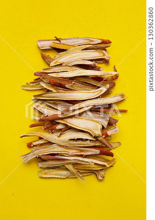 Liquorice root herbs, herbal slices 130362860
