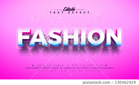 Fashion 3D Text Effect Design Editable and Scalable Vector Graphic Style Effect with Shadow and Bold Colorful Lettering on Pink Background. Premium Business Typography Illustration Mockup Template for 130362929