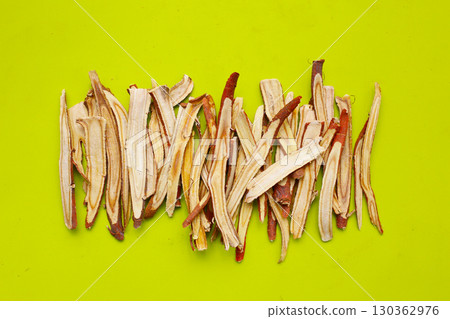 Liquorice root herbs, herbal slices Liquorice root herbs, herbal slices 130362976