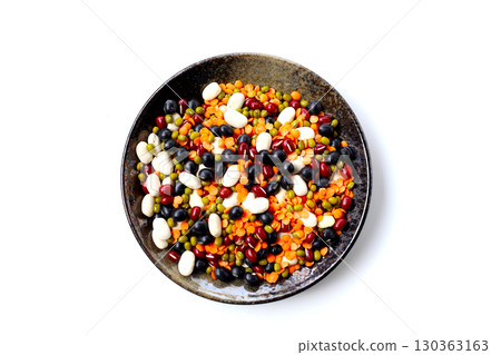Colorful mixed beans and lentils, packed with plant-based protein and fiber Colorful mixed beans and lentils, packed with plant-based protein and fiber 130363163