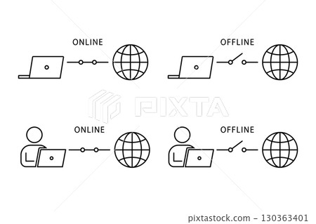 Illustration of online and offline internet environments 130363401