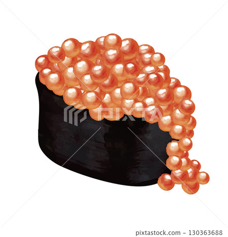 Salmon roe gunkan watercolor illustration 130363688