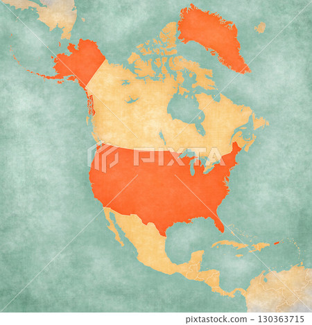 Map of North America - USA and Greenland Map of North America - USA and Greenland 130363715