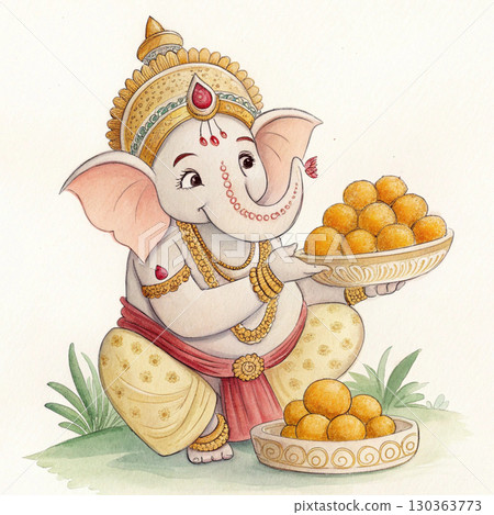 Lord Ganesha Clipart Watercolor 130363773